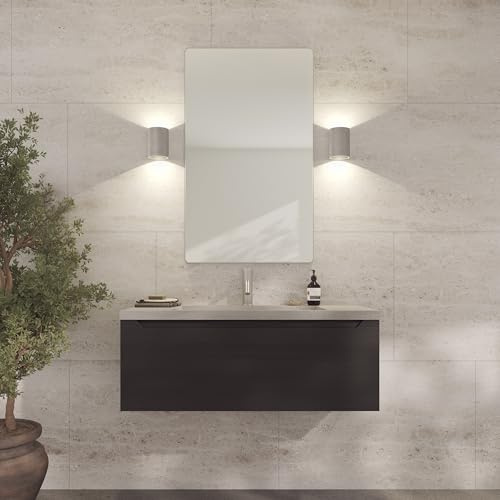 Loevschall Refine Spiegel | Wandspiegel Silber mit Rahmen | 60x100 cm | Dekorative Spiegel für Bad, Wohnzimmer, Schlafzimmer & Flur | Minimalistischer & Stilvoller Spiegel aus gebürstetem Messing
