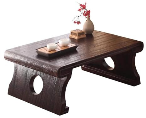 KLJUddGY Bodentisch Japanischer niedriger Tisch, Retro-Bodentische, niedriger Tisch aus massivem Holz, Balkon, Erkerfenster, Freizeit-Teetisch für Teestube, Balkon einzigartig