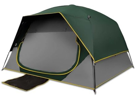 bärbart tält för 4-personers mörkläggningscampingtält, lätt att installera vattentätt familjekupoltält för camping med regnfluga skyddstält(Dark Green 240 * 240 * 155cm)