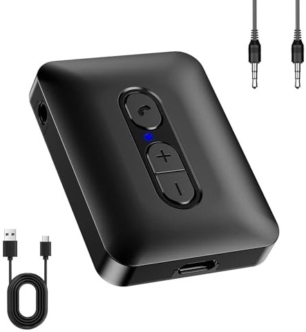 ORIA Bluetooth 5.4 Transmitter Receiver 2 in 1, USB & TF Card Support, Hands-free Calling, Noise Cancelling, Aux Bluetooth Adapter for TV, PC, Home Stereo, Headphones