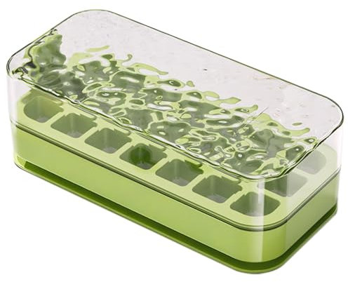 Press-Type Cube Tray, Easy-Release Freezing Mold, Ice Bin with Scoop, Size 18.5x8.8x6cm Stackable Maker, Kitchen Gadget for Whiskey, Cocktails and Cold Beverages Material Silicone