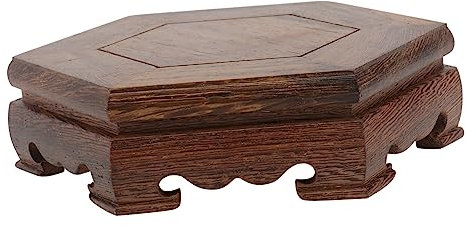 UKCOCO Base Esagonale in Legno Pieno per Vaso di Fiori e Piedistallo Portaoggetti Rotondo, Supporto Decorativo Multiuso per Interni Ed Esterni, Resistente e Naturale per Esposizione