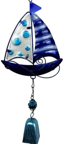 Windspiel, Glas-Hängedekoration für Garten und Terrasse (Ozean-Windspiel, 44 x 12,5 x 12 cm)