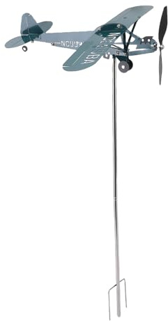 Fdit Airplane Weather Vane, 3D Airplane Shape Iron Wind Spinner Windmill Decoration for Outdoor Garden Patio Yard Fence Dark Green