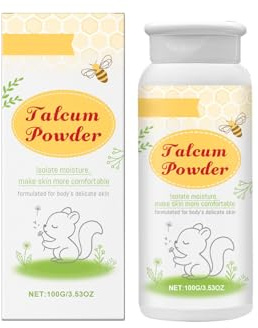 Natürliches Baby Puder mit Pflanzenessenz & Honig (1x 100g)- Schützt empfindliche Haut, nimmt Feuchtigkeit auf & hält die Haut trocken- Talkumfrei-Talkumpuder für Kinder und Babys (White, 5x5x13cm)