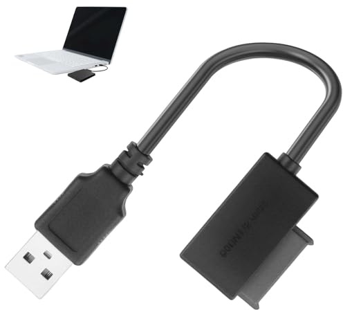 AYHYHLJZJ Câble SATA, adaptateur USB vers SATA 7 + 6 13 broches pour lecteur CD/DVD-ROM de laptop, SSD et HDD, Plug & Play, sans alimentation externe requise, sata to usb