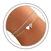 TINGN Armband Damen Gold Silber - 14K Gold Vergoldete Herz Geschichtet Armbänder Personalisierte Armband mit Buchstaben Monogramm Alphabet Armkette Damen Schmuck Geschenke für Frauen Freundin Mädchen
