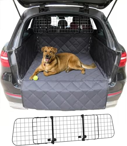 OTOKEA FOR AUDI Q2 Q3 Q4 Q5 Q8 - Dog Guard Set With Quilted Boot Liner, Semi Tailored Waterproof Cover For Pets Dogs - Black