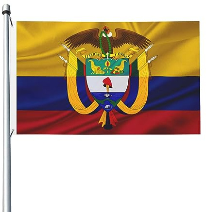 Bandera Del Orgullo Escudo De Armas De Colombia Pride Flag Decoraciones Bandera Balcón Resistente Al Viento Y La Lluvia Garden Flag Para Festival Jardin Fiesta 90X152CM