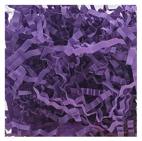 Presentkorgsfyllning strimlat papper, Crinkle Cut Glitter Strimlat Pappersfyllmedel Flerfärgad 100-500g(Deep Purple,100g)