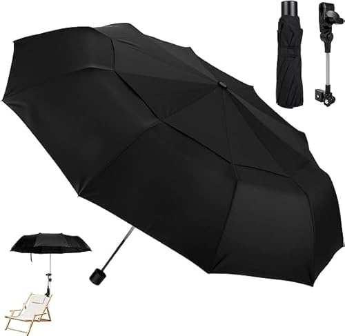 Parasoll för Solstol med Universell Justerbar Klämma, UV Skydd SPF 50+, Portabel Klämparasol för Campingstol, Strandstol, Barnvagn, Rullstol, Golfvagn och Fällstol