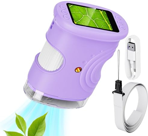 Tragbares Mikroskop für Kinder, Lernspielzeug, wiederaufladbar, 1000 x, tragbares digitales Mikroskop mit 5 cm Bildschirm - für Kinder, Mädchen, Zuhause, Schule, Labor, Natur