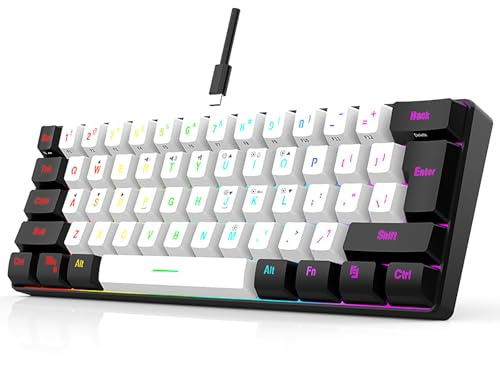 61 tangenter membran speltangentbord bakgrundsbelysning trådbunden tangentkabelseparering enkel kompakt 60 ergonomiskt justerbart stöd stabil struktur Plug and Play USB-C-anslutning