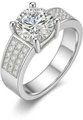 Freundschaftsringe Freundinnen, Ringe Vintage Luxus mit Moissanit 14K Weißgold Größe 52 (16.6)