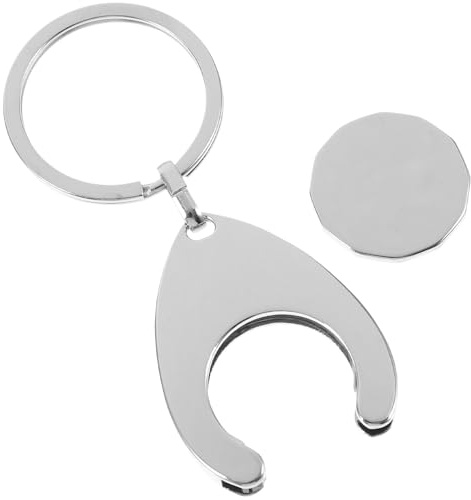 LALADEFIEE Metal Shopping Trolley Token Keyring, Multi-sided Coin Keychain Hanging Ring, Portable Grocery Cart Token Holder for Men and Women, Sturdy Metal Keychain for Supermarket Use