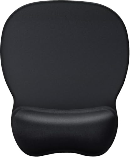 UCMDA Tapis de Souris Ergonomique - Mouse Pad avec Repose-Poignet Mousse à Mémoire, Base Antidérapante, Texturé Résistant à l'usure Lavable, pour Jeux PC Portable Bureau Travail, Noir