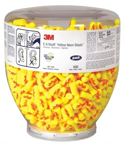 E-A-R by 3M 10080529910124 391-1010 Soft Yellow Neon Blasts Disposable Uncorded Earplugs, One Size Fits All (Pack of 500)