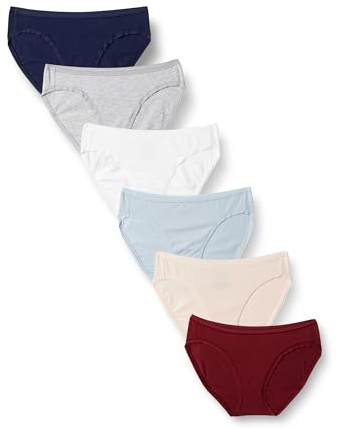 Amazon Essentials Women's Bikinitrosor underkläder i bomull (finns i plusstorlek), Pack of 6, Coola färger/Varma nyanser, XL