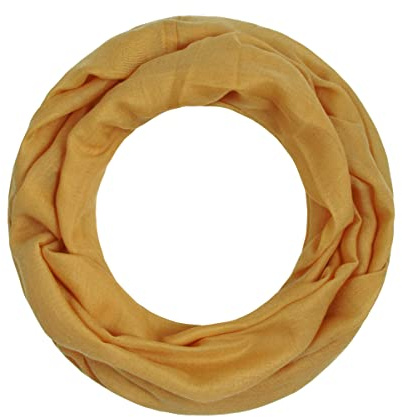 Majea Damen Loop Schal Alice – Leichter Ganzjahres-Schlauchschal schmal unifarben – 160x50cm Weicher Indoor & Büro Loop mit Viskose – senfgelb