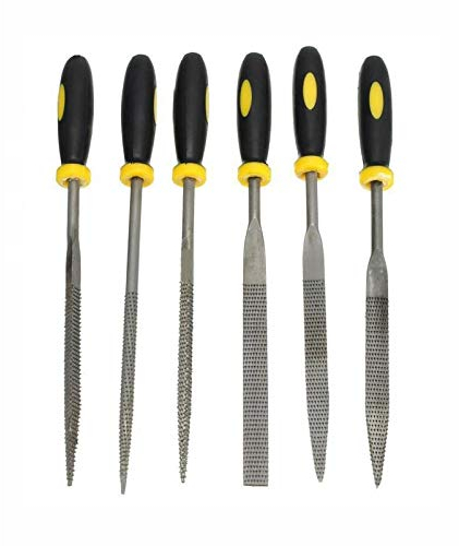 Be-Tool - Set di 6 mini lime con raschietto in legno, con impugnatura morbida per legno e metallo morbido