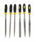 BE-TOOL Lot de 6 mini limes à bois à la main avec poignée souple pour bois et métal souple Bijoux 4 x 140 mm petites limes en métal plates, carrées, triangulaires, rondes, demi-rondes