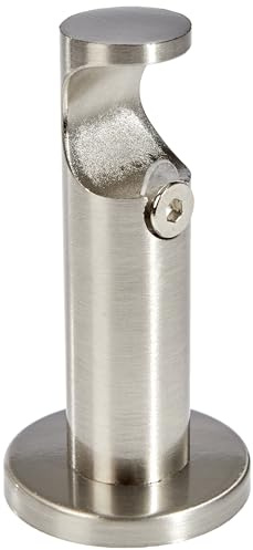 Gardinia 32557 Supporto con Base di Fissaggio per bastoni per Tende Ø 25 mm Aperto, Linea Windsor, Effetto Acciaio Inox, 8 cm
