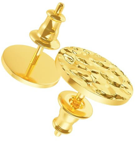 BAFFOS Damen Ohrringe Gold – Medizinische Ohrstecker aus robustem Edelstahl – Runde gehämmerte earrings for women als Geschenk – Klein Ohringe für alle Anlässe