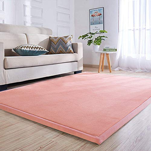 Loartee 3 cm Krabbeldecke Kind, 180x200 cm korallenrote Samt-Kinderteppich | Rosenrosa, Spielmatte, Kinderzimmer, Pflegeleicht, langlebig, Weich Kuschelig