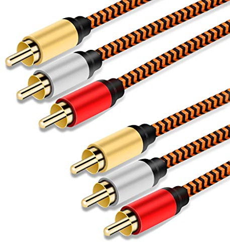 Audio Video RCA Cable 1m,Youii 3RCA to 3RCA Composite AV Cable Compatible with Set-Top Box,Speaker,Amplifier,DVD Player,24K Gold Plated.