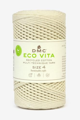 DMC Eco Vita 4, White Crochet Knitting Macrame Yarn, 250g