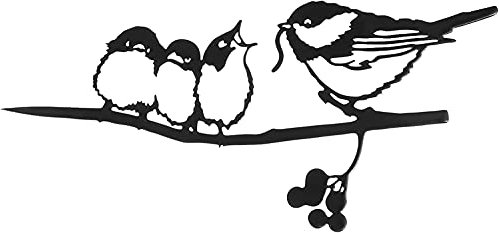 LATRAT Spina per albero della fortuna, uccelli in metallo, sagoma di animali, statuetta decorativa da giardino, statuette in ferro da giardino, statuette per decorazione da parete, balcone e terrazze