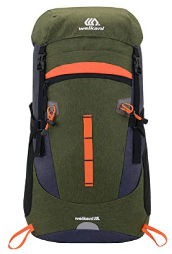 QQYG 50L Camping Wanderrucksack Für Herren Outdoor Sporttasche Trekking Rucksäcke Wasserdichte Bergsteigertasche Rucksack Wassersack,Grün,50-70L