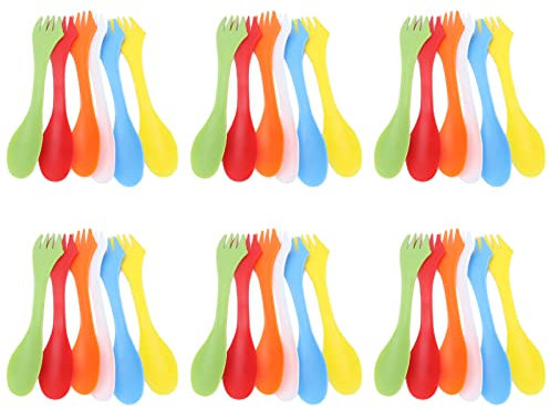 24pcs Sporks, 3 in 1 Spoon Fork and Cutter Utensils Kit Portable Spoon Cutter Fork Set for Camping Outdoor