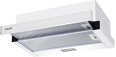 CATA Campana Extractora Telescópica de Cocina TFB-5160 2 Niveles de Potencia Iluminación LED Motor Extra Silencioso Nivel Sonoro 48 db Capacidad de Extracción Máxima 300 m3/h Ancho 60 cm Color Blanco