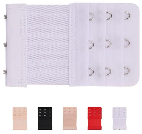 WedDecor Soft & Comfortable Elastic Bra Extender 3x2/3x3 Hooks, 1 Piece | Bra Back Extension Strap, Adjustable Polyester Band Extender with Stainless Steel Hooks, 9 x 3.2cm / 9 x 5.6cm