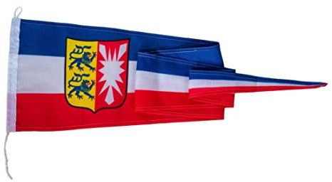 Netflags Langwimpel Schleswig Holstein mit Wappen 160 g/qm Stoffgewicht (30 x 200 cm)