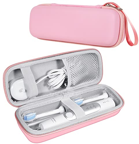 ZORETCO Toothbrush Hard Travel Case Compatible with Philips Sonicare Protectiveclean 4100,5100,6100,6500 Fits for Oral-B Pro 1000,1500,2000,3000,3500 Electric Toothbrush Travel Bag (Pink)