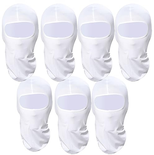 Pack of 7 White Ski Mask Girl Women Sun Balaclava Hat for Outdoor Cycling Headgear Cap