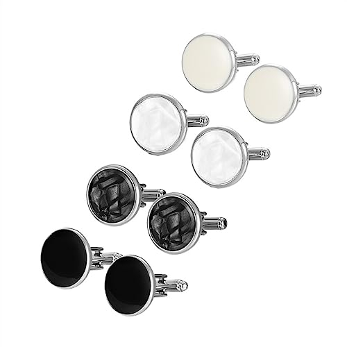 Krawattenklammern for Männer, personalisierte Krawattenklammer, 4 Paar Manschettenknöpfe, Herren-Hemd-Manschettenknöpfe, Hochzeitsgäste, Ehemann, Schmuck, Business-Krawattenklammer ( Color : 21-1SIZE