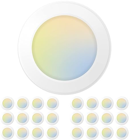 Amico 24 Pack 5/6 Inch LED Disk Lights, Dimmable Flush Mount Ceiling Disc Lights, 2700K/3000K/4000K/5000K/6000K Selectable, 12W Eqv 110W, 1050LM, Low Profile Surface Mount Ceiling Light, ETL&FCC