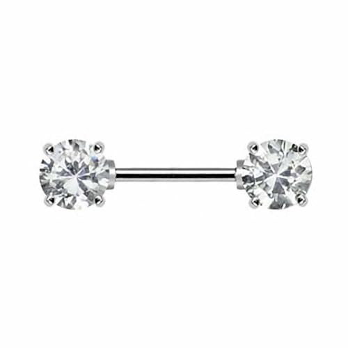 Taffstyle Piercing Barbell Doppel Kristall Kugel für Brust Nippel Ohr Intim
