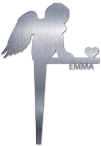MOCAVI Grabstecker Engel wetterfest & liebevoll personalisiert Edelstahl V4A Grabschmuck Andenken letzter Gruß liebevolles Grabschild Grabschmuck für Allerheiligen und Totensonntag Motiv Emma