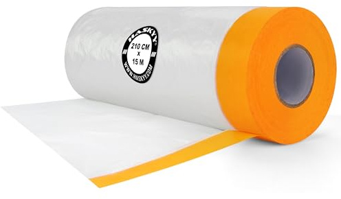 HASKYY Malerkrepp Abdeckfolie Klebeband Lackschutzfolie Malerfolie Kombiniertes Goldband,Innen-und Außenanstriche,UV-Schutz,scharfe Farbkanten,Selbstklebende Malerfolie-Große Auswahl(1,210cm x 15m)