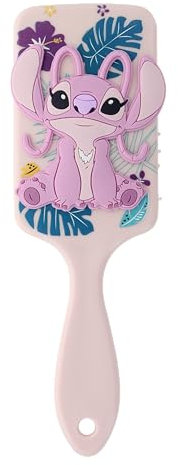 DISNEY – Cepillo Paddle 3D Angel – Desenredante grande para todo tipo de cabello – Almohadilla suave y púas flexibles – Accesorio ergonómico niños – Oficial STITCH