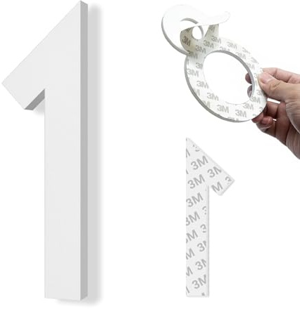 3 Inch Self-adhesive Mailbox Numbers, Modern House Numbers for Outside Address Numbers for House Office Hotel Room Apartment Easy to Install Strong adhesive backing (1, White)