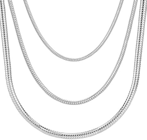 Gicko Schlangenketten Silber 925 - Breite in 1,2,3 mm - Silberketten in Verschiedenen Längen : 40,45,50,55,60 cm Halskette für Damen & Herren (50, 1mm)