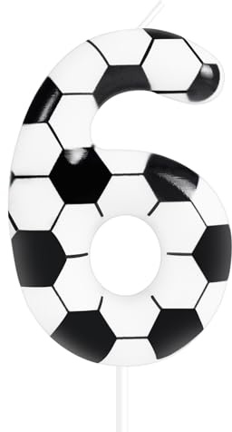 Fußball-Geburtstagskerzen zum 6. Geburtstag, Party-Dekoration, Fußball-Geburtstagskuchenkerzen für Jungen, Mädchen, Kinder, Sport-Mottoparty-Zubehör