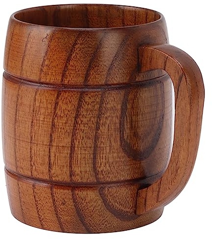 Gavigain 300ml Holz Bierkrug,Holz Trinkbecher Holz Bierkrug Fass Becher für Männer Frauen Kaffeebecher Mann für Tee Milch Bier