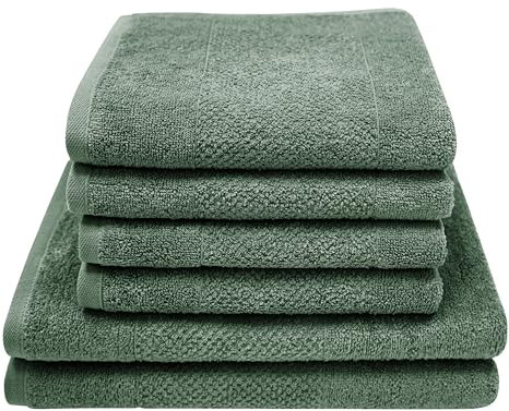 Dyckhoff Frottier Handtuch Set Popcorn, Set 6-TLG Tanne, 4X Handtuch 50x100 cm + 2X Duschtuch 70x140 cm