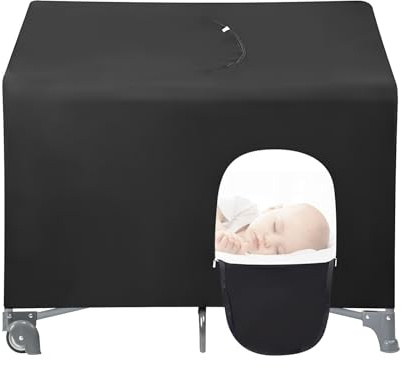 PandaEar Cubierta Oscurecedora para Corralito, Dosel Transpirable para Cuna, Cubierta de Red Elástica y Portátil para Bebé para Uso Interior y Exterior